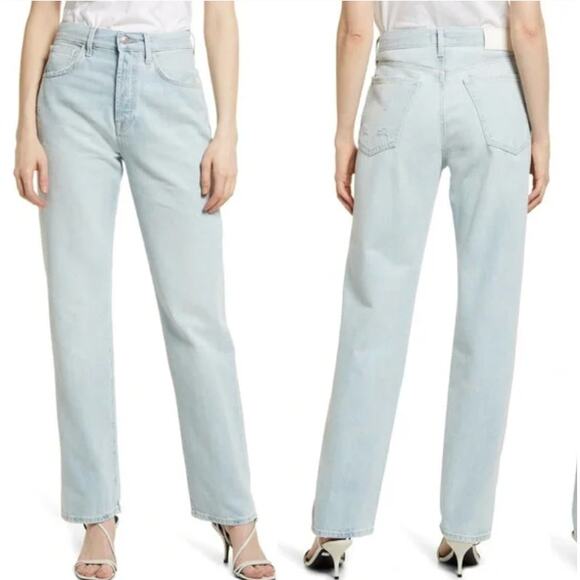 7 For All Mankind Easy Straight Button Fly Light Wash Blue Jeans Women's Size 25 - Picture 3 of 13